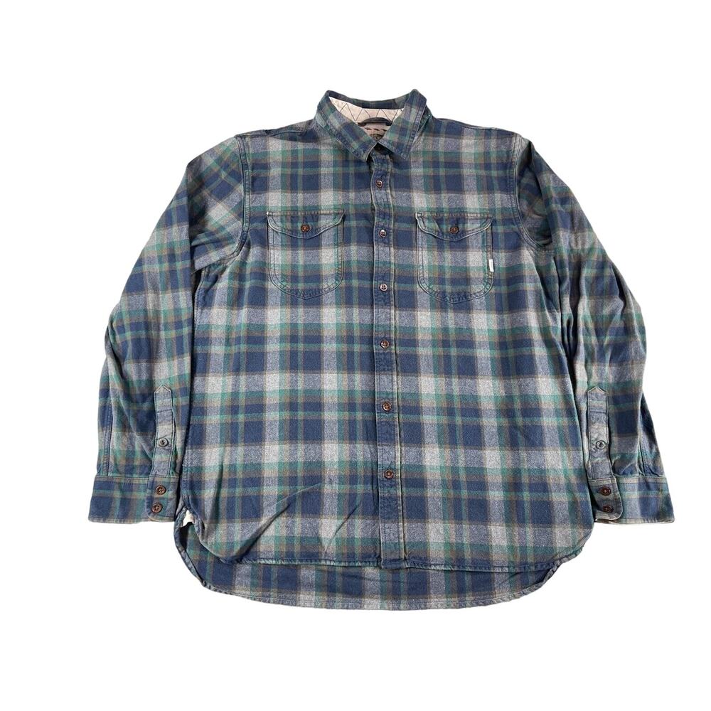 Vans Shirt Mens Large Blue Button Up Plaid Off The Wall Skater Outdoor Sports